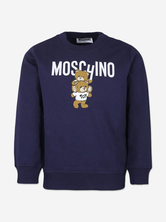 Moschino Kids 熊徽标运动衫（海军蓝）