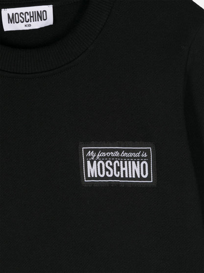Moschino Kids 徽标运动衫（黑色）
