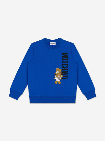 Moschino Kids 泰迪熊徽标运动衫（蓝色）