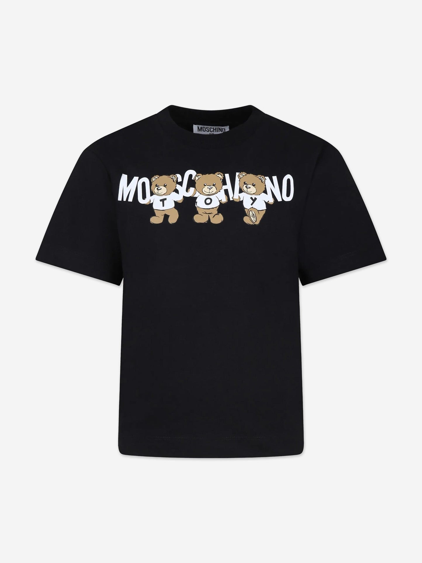 Moschino Kids 泰迪熊徽标 T 恤（黑色）