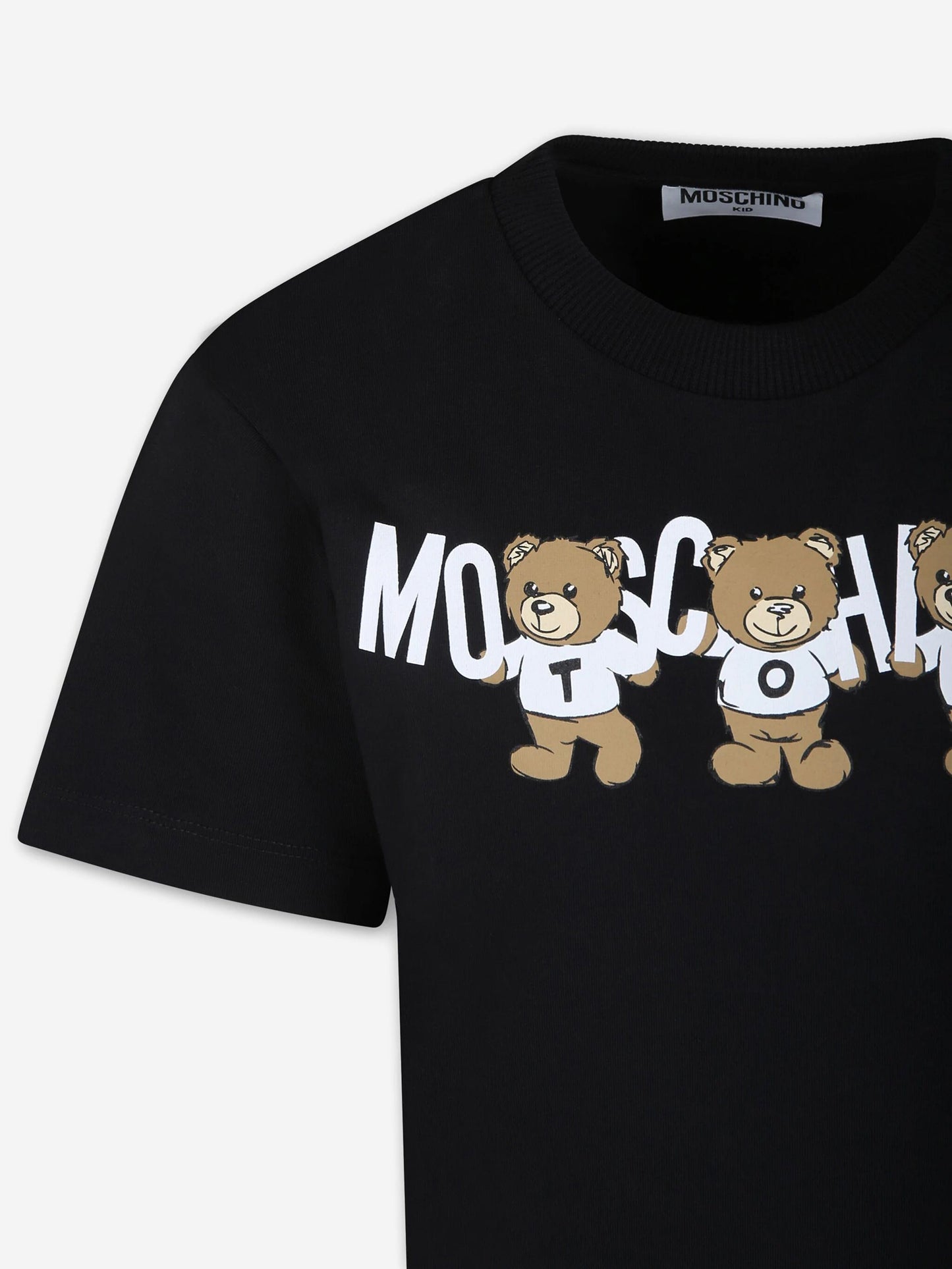 Moschino Kids 泰迪熊徽标 T 恤（黑色）