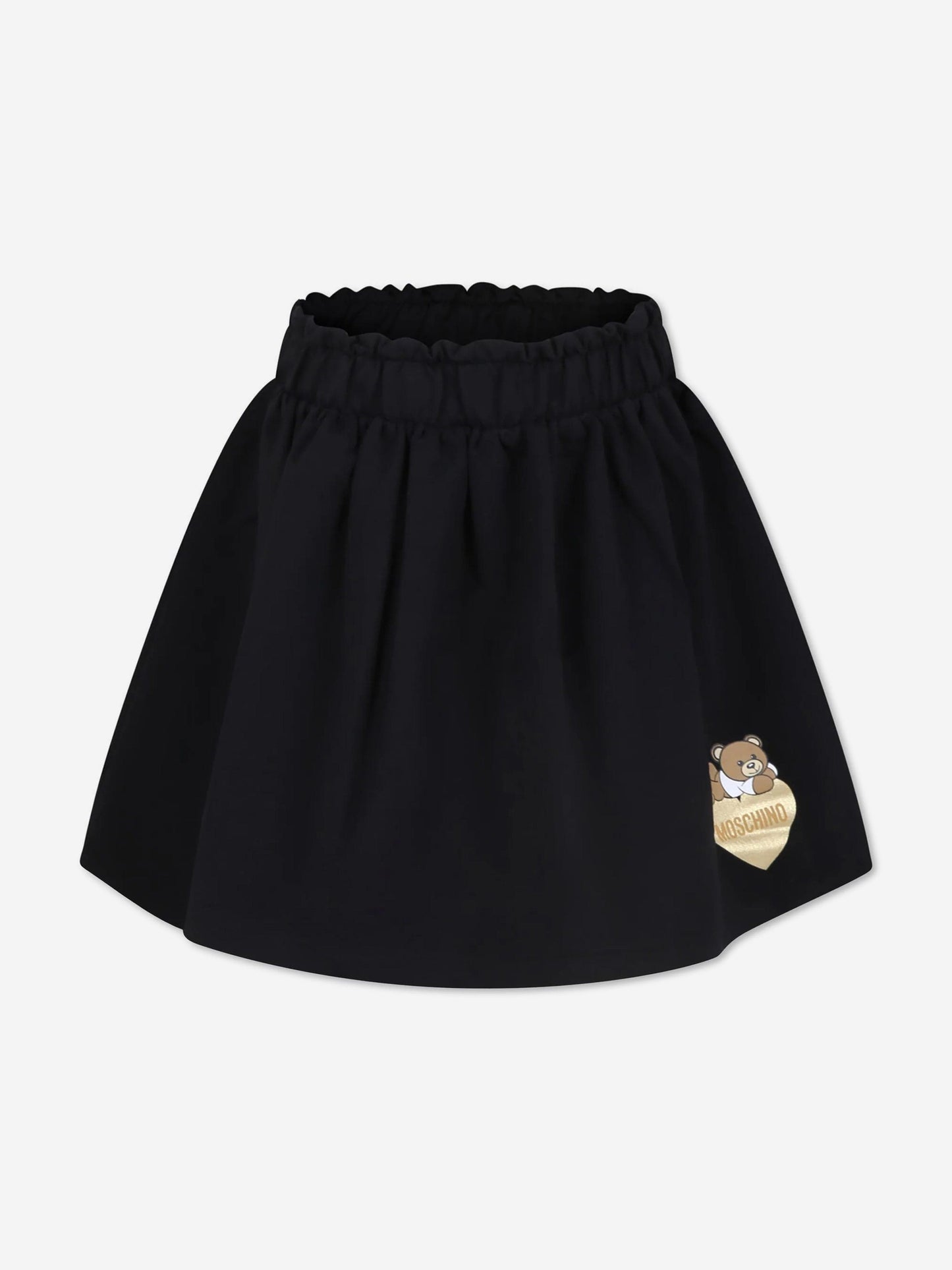 Moschino 女童黑色熊徽标半身裙