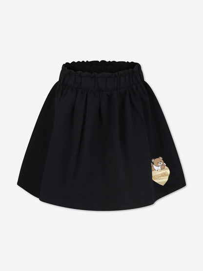 Moschino 女童黑色熊徽标半身裙