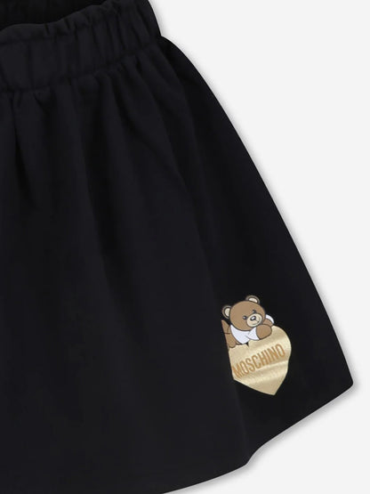 Moschino 女童黑色熊徽标半身裙