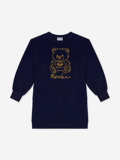 Moschino 女童熊徽标毛衣裙（海军蓝）