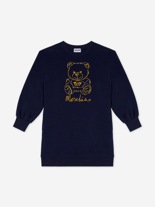 Moschino 女童熊徽标毛衣裙（海军蓝）
