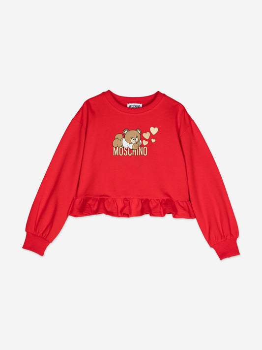 Moschino 女童红色泰迪熊徽标运动衫