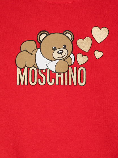 Moschino 女童红色泰迪熊徽标运动衫