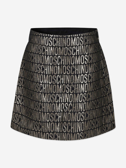 Moschino 金色女童徽标半身裙