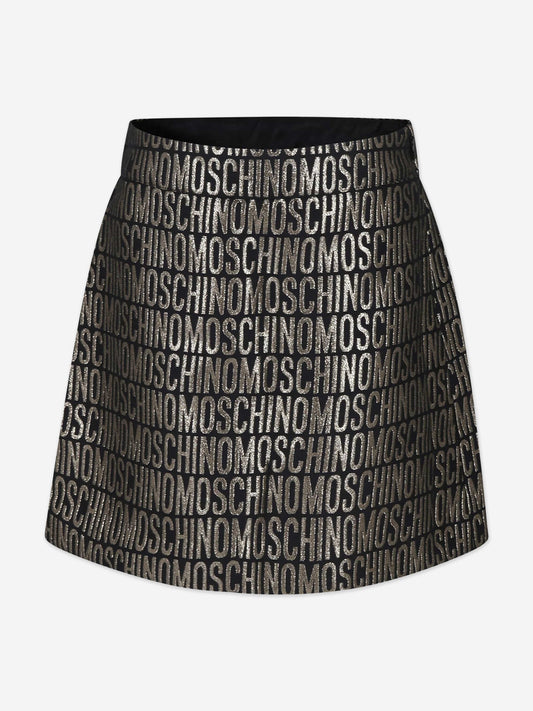 Moschino 金色女童徽标半身裙