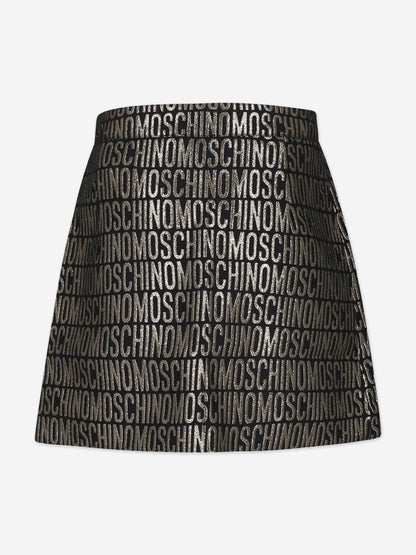 Moschino 金色女童徽标半身裙