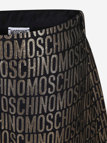 Moschino 金色女童徽标半身裙