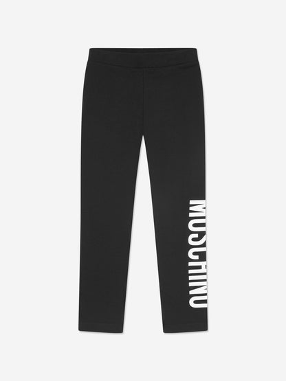 Moschino 女童黑色徽标紧身裤