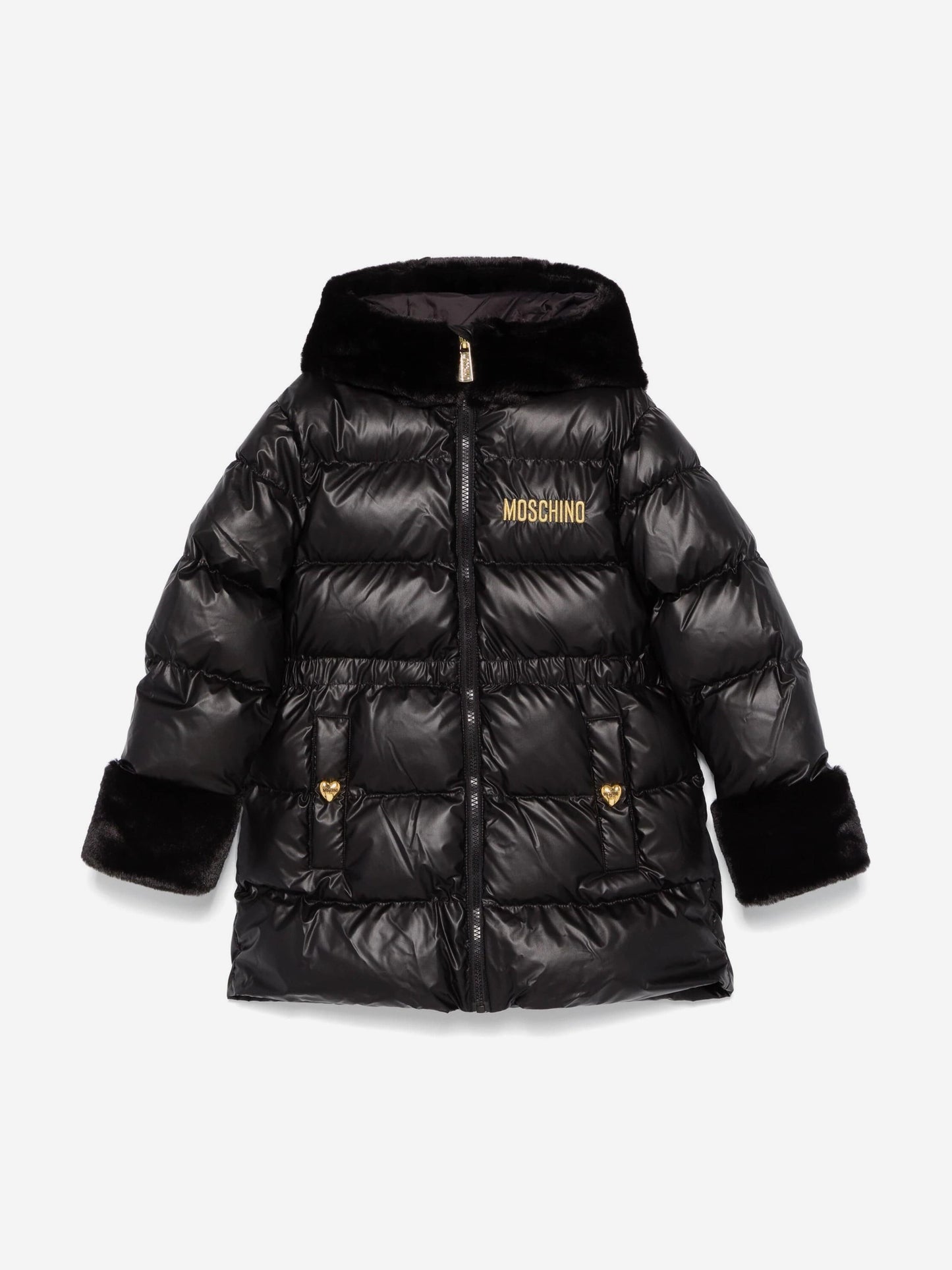 Moschino 女童徽标羽绒夹克（黑色）
