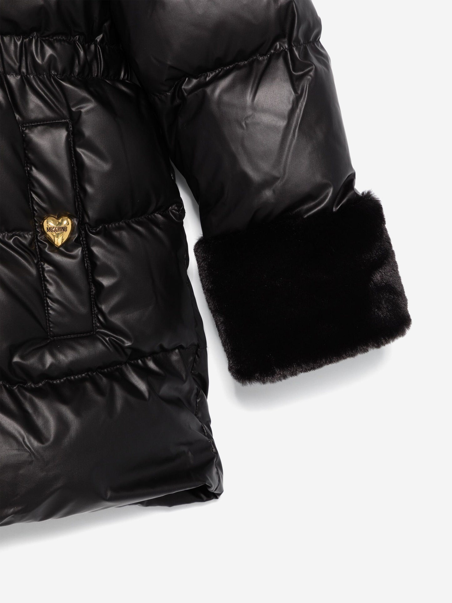 Moschino 女童徽标羽绒夹克（黑色）
