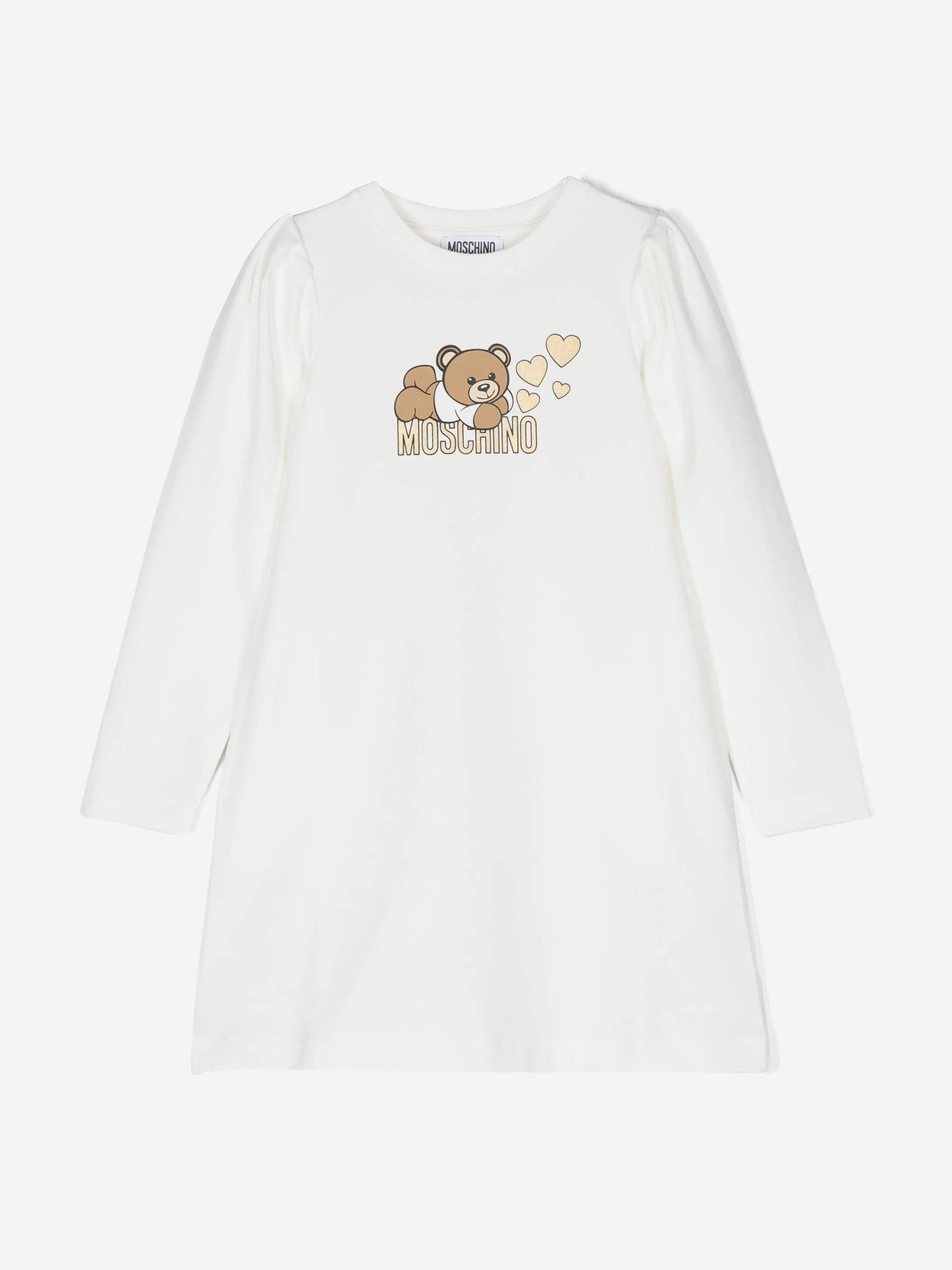 Moschino 女童象牙色泰迪熊针织连衣裙