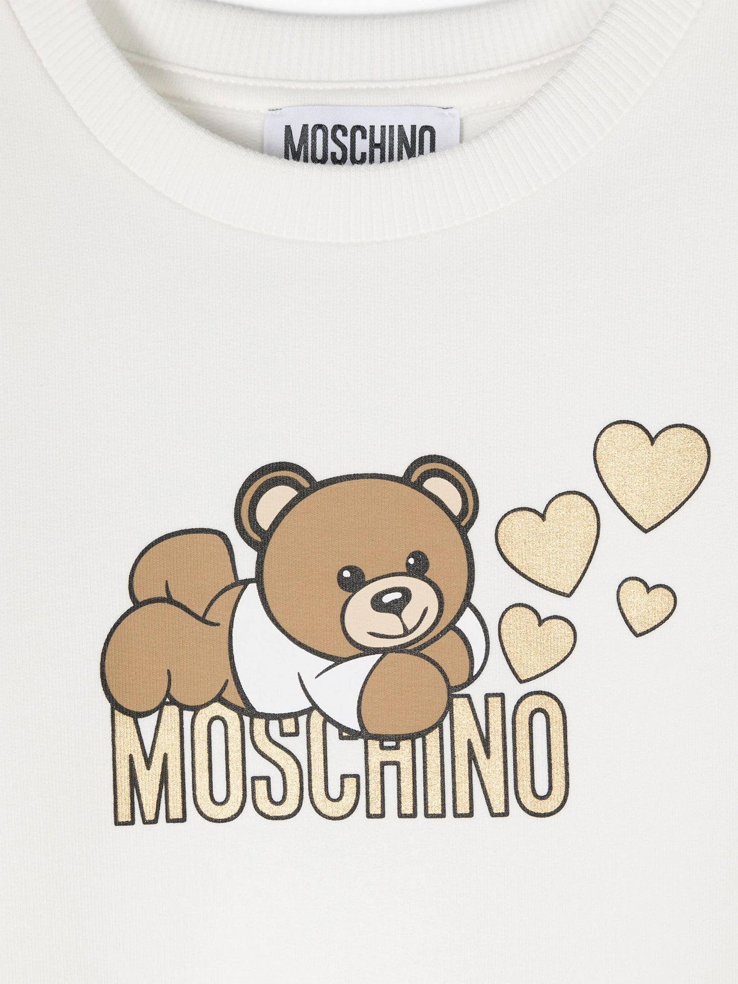 Moschino 女童象牙色泰迪熊针织连衣裙