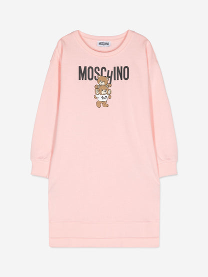 Moschino 女童粉色熊徽标毛衣裙