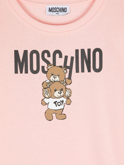 Moschino 女童粉色熊徽标毛衣裙