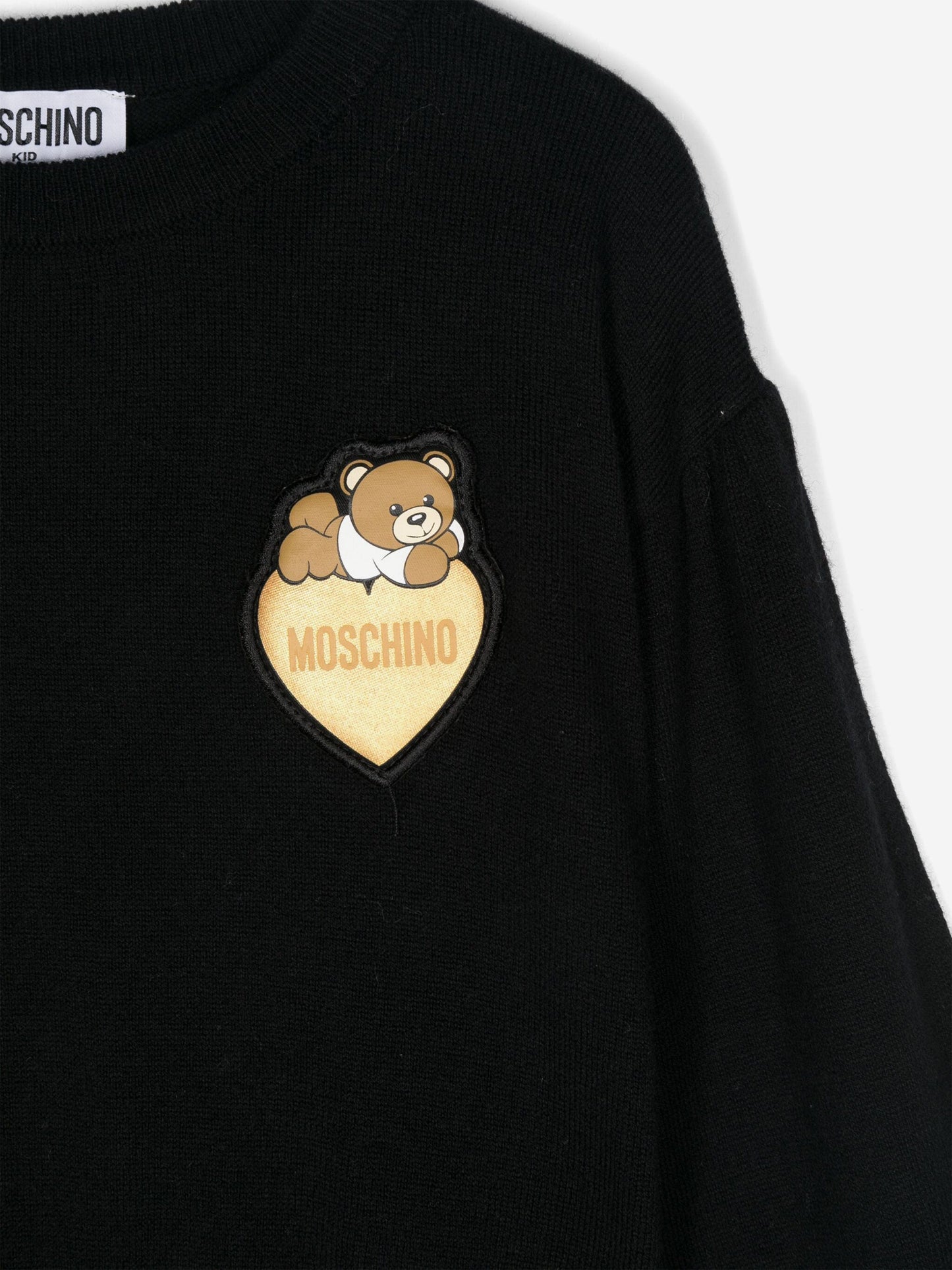 Moschino 女童熊心徽标套头衫（黑色）