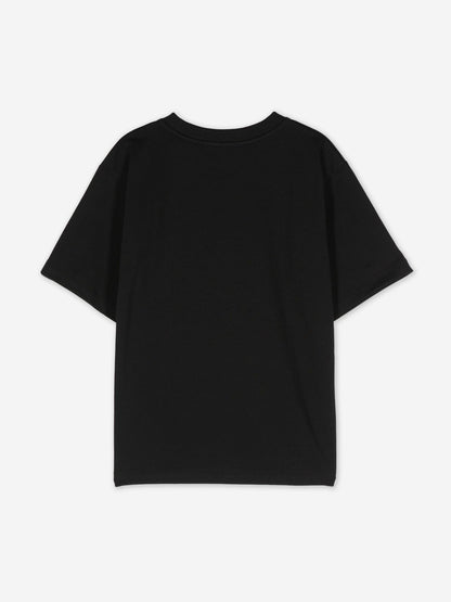 Moschino 女童熊心徽标 T 恤（黑色）