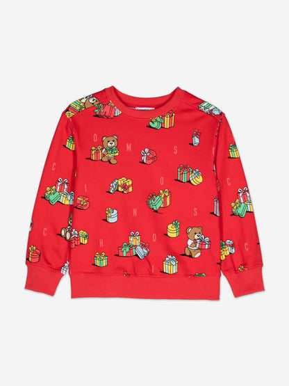Moschino Kids 圣诞泰迪熊运动衫（红色）