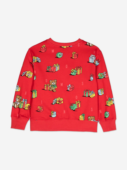 Moschino Kids 圣诞泰迪熊运动衫（红色）