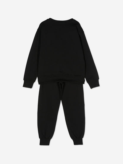 儿童黑色徽标口袋运动服