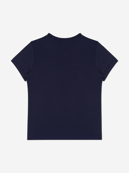 Moschino Kids 泰迪熊徽标 T 恤（海军蓝）