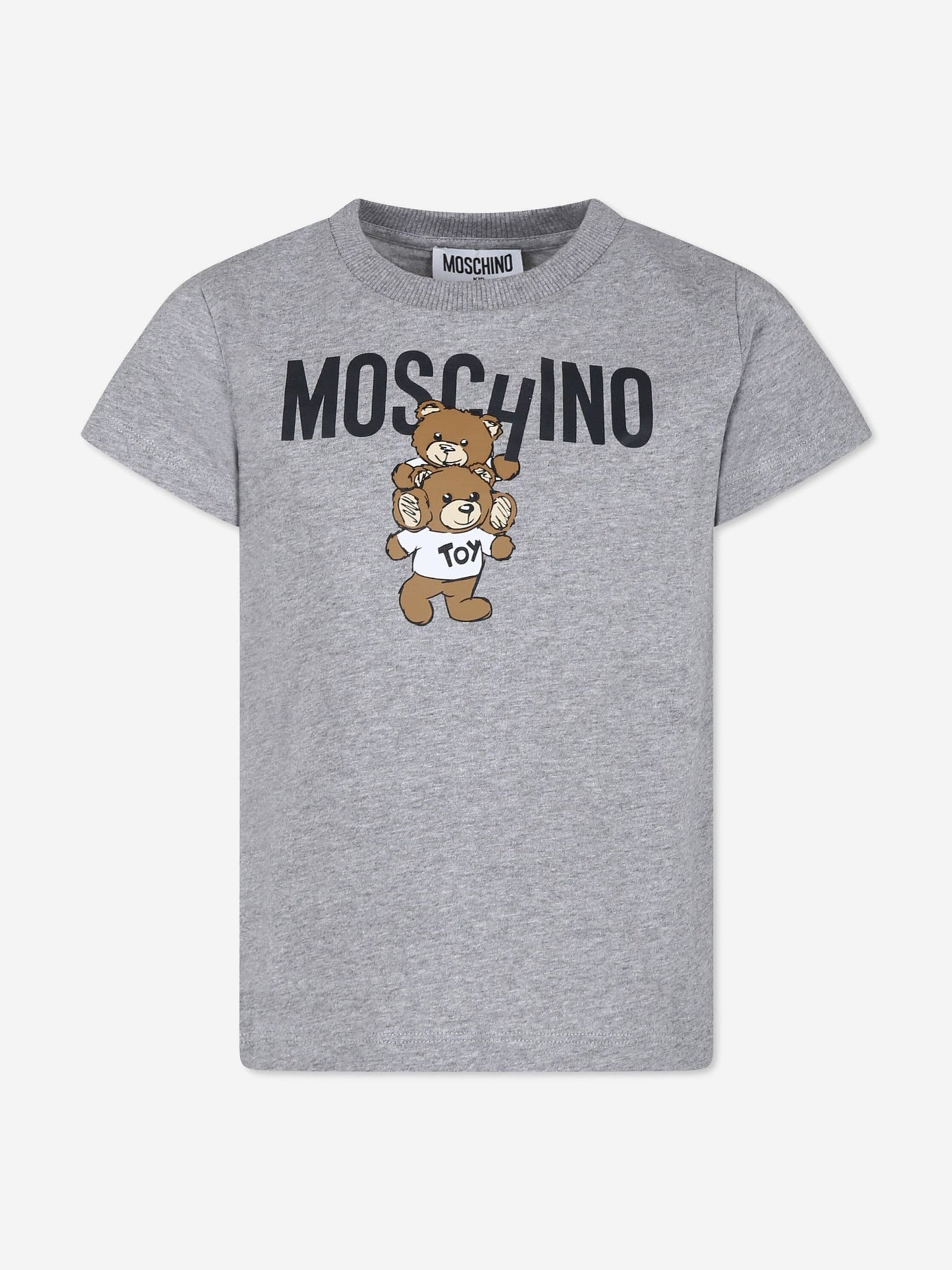Moschino Kids 泰迪熊徽标 T 恤（灰色）