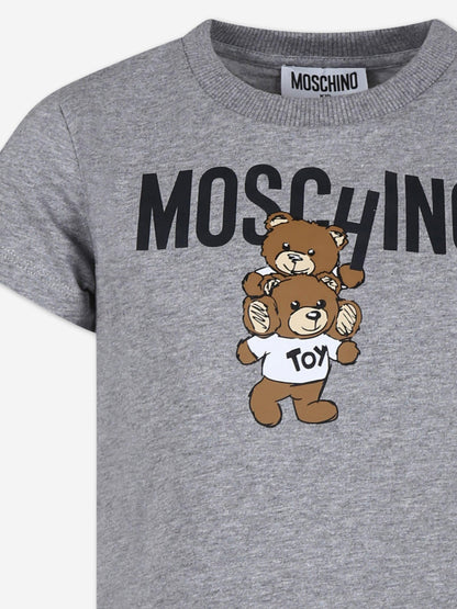 Moschino Kids 泰迪熊徽标 T 恤（灰色）