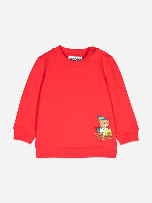 Moschino Baby Sledge Bear 红色运动衫