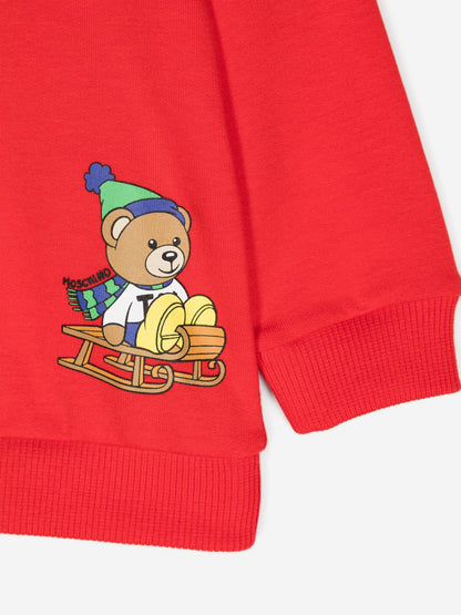 Moschino Baby Sledge Bear 红色运动衫