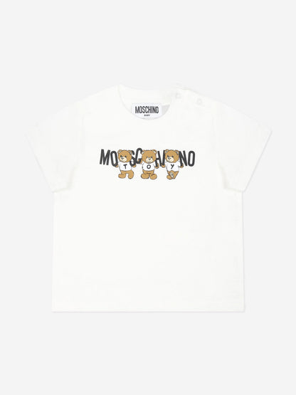 Moschino 象牙色小熊标志 T 恤
