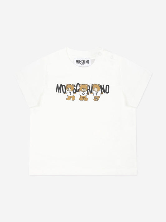 Moschino 象牙色小熊标志 T 恤