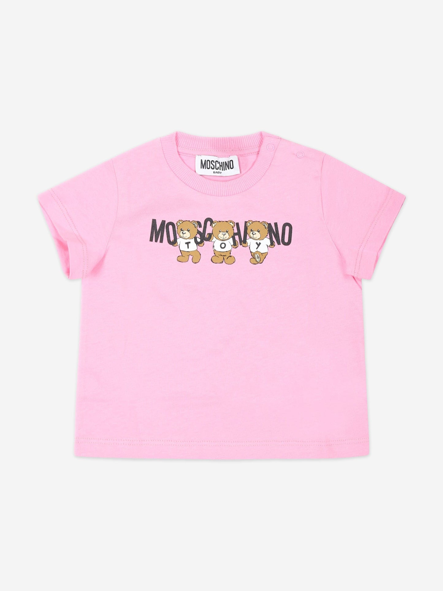 Moschino 女童粉色熊徽标 T 恤