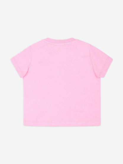 Moschino 女童粉色熊徽标 T 恤