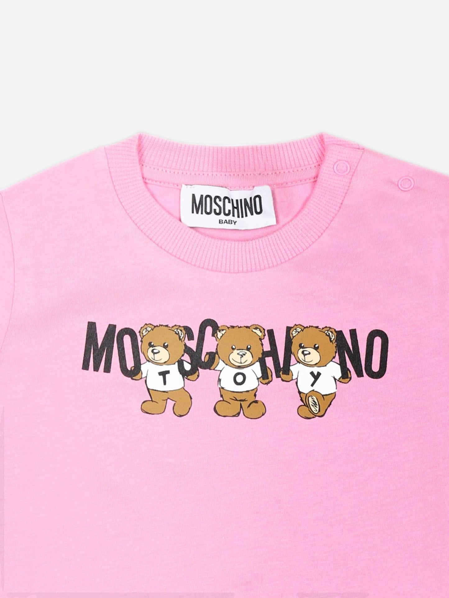 Moschino 女童粉色熊徽标 T 恤