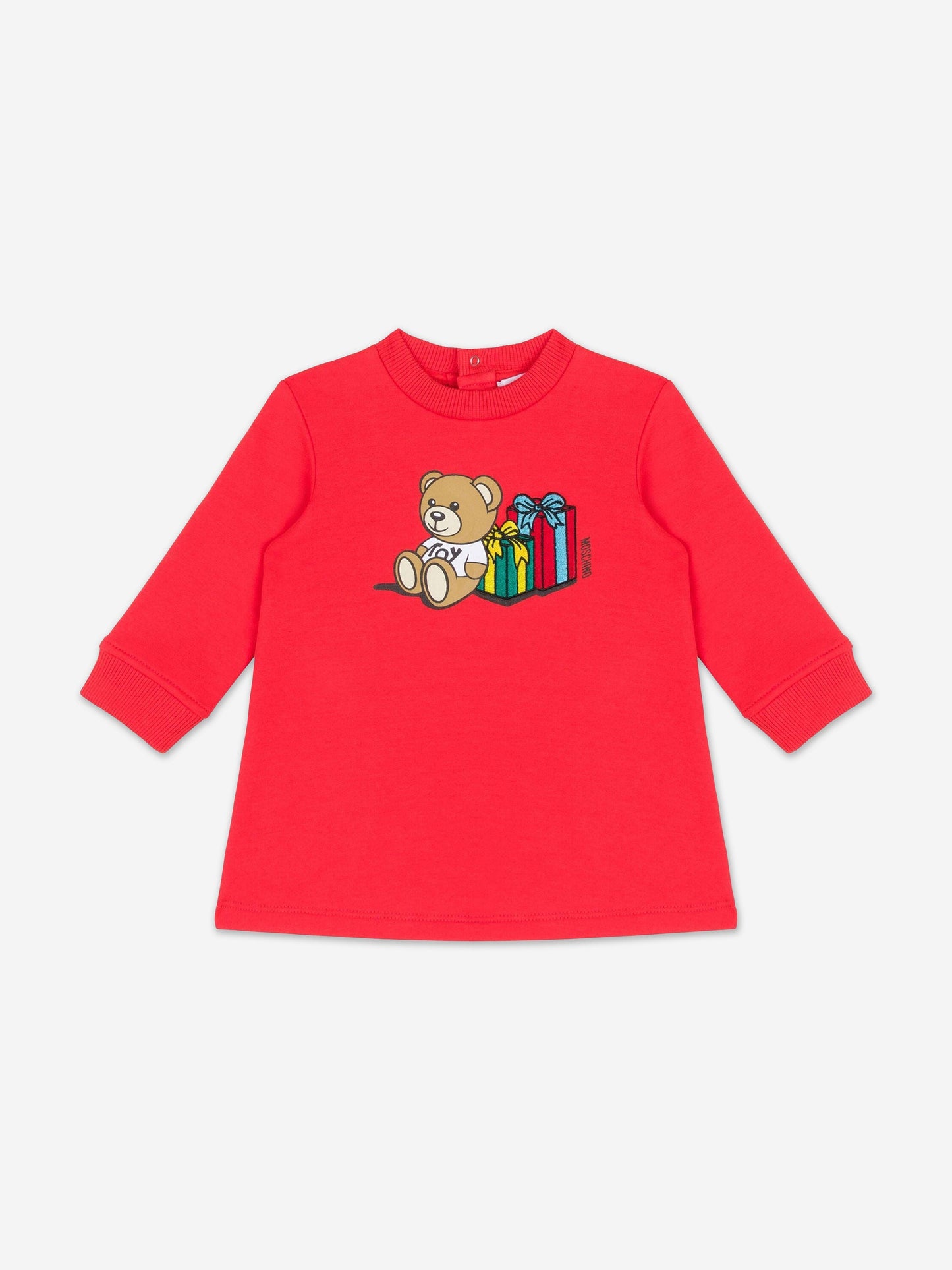 Moschino 女婴红色小熊毛衣裙