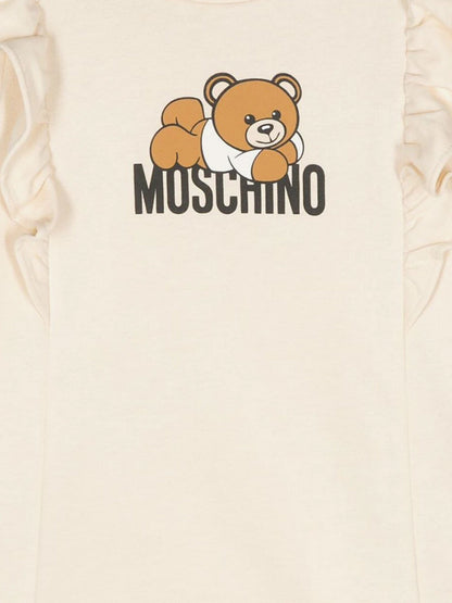 Moschino 女婴米色熊徽标礼盒连衣裙