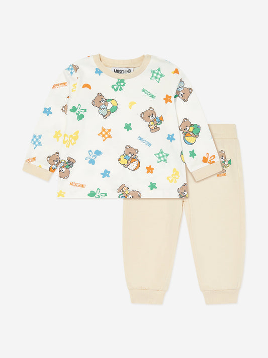 Moschino 象牙色小熊宝宝长裤套装