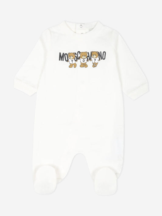 象牙色 Baby Bear Logo 婴儿连体衣