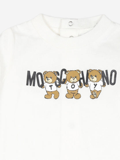 象牙色 Baby Bear Logo 婴儿连体衣
