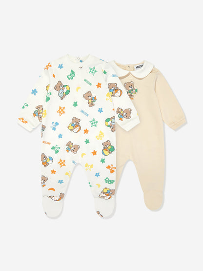 Moschino Baby Bear 2 件套婴儿连体衣礼品套装（象牙色）