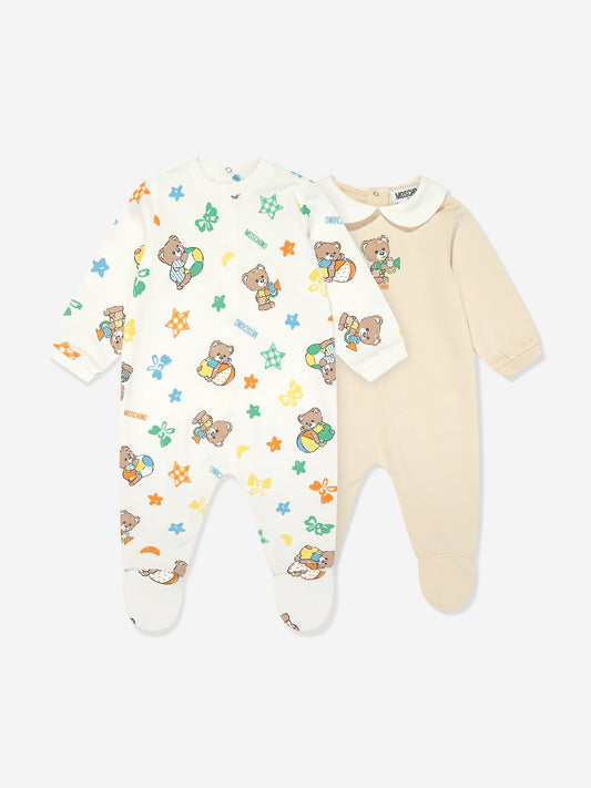 Moschino Baby Bear 2 件套婴儿连体衣礼品套装（象牙色）