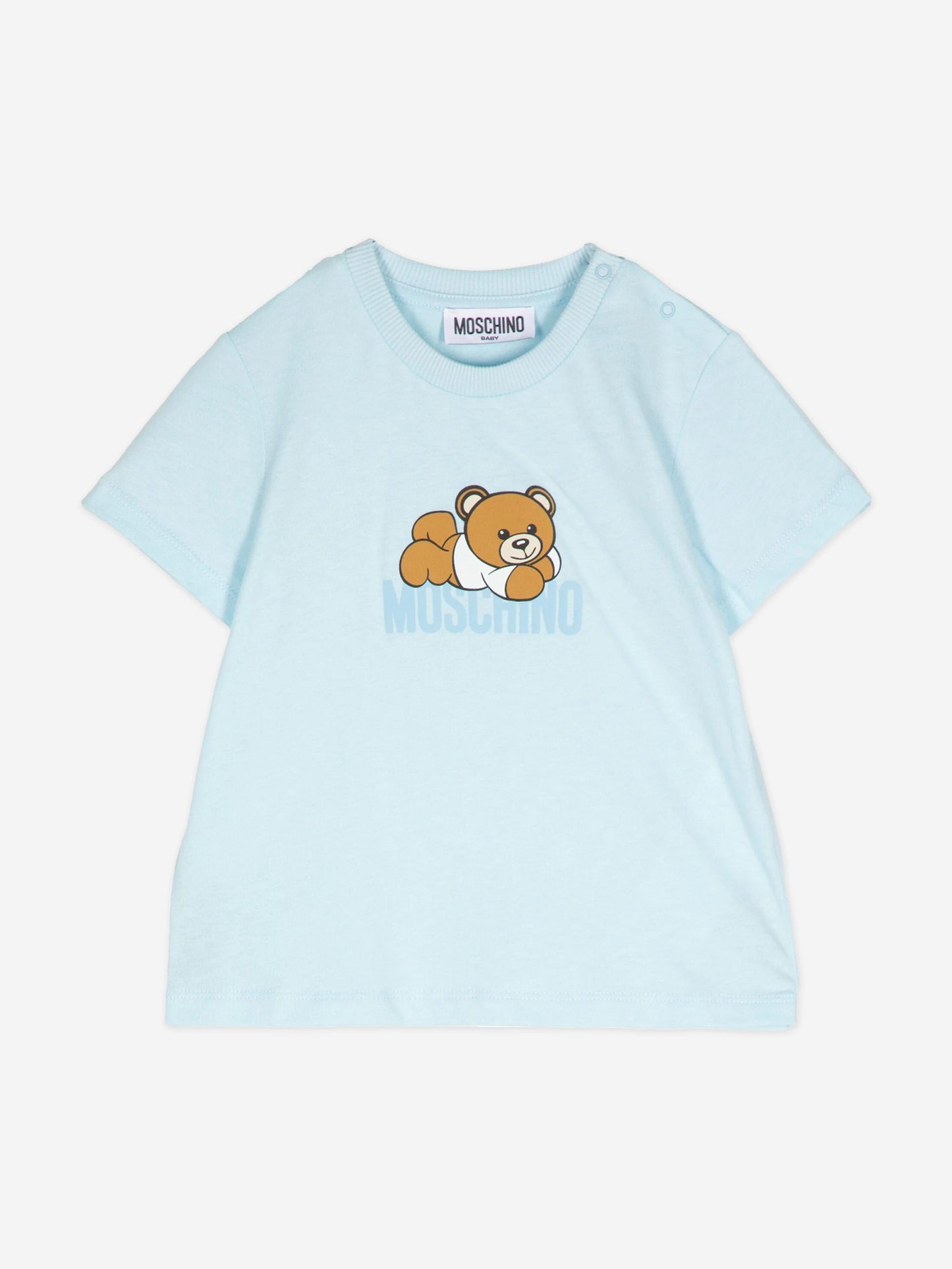 蓝色带礼盒的 Baby Bear 徽标 T 恤