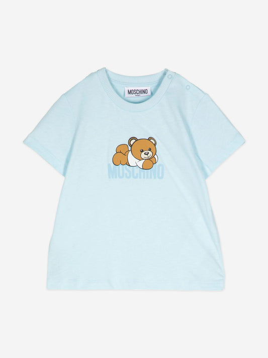 蓝色带礼盒的 Baby Bear 徽标 T 恤