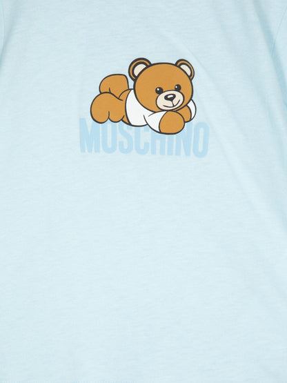 蓝色带礼盒的 Baby Bear 徽标 T 恤