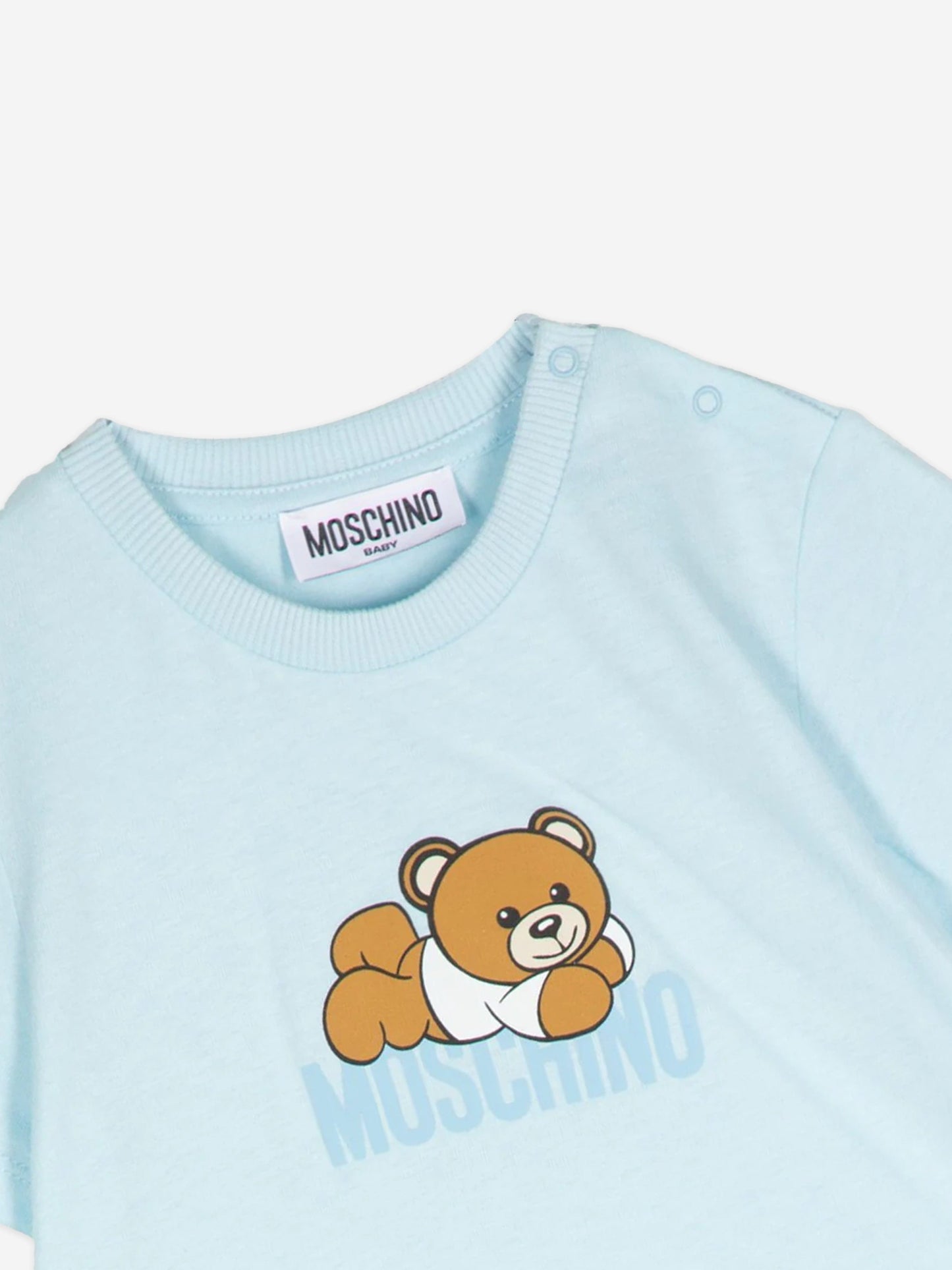 蓝色带礼盒的 Baby Bear 徽标 T 恤