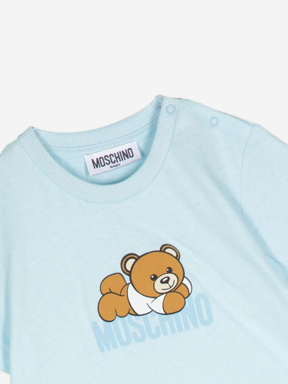 蓝色带礼盒的 Baby Bear 徽标 T 恤